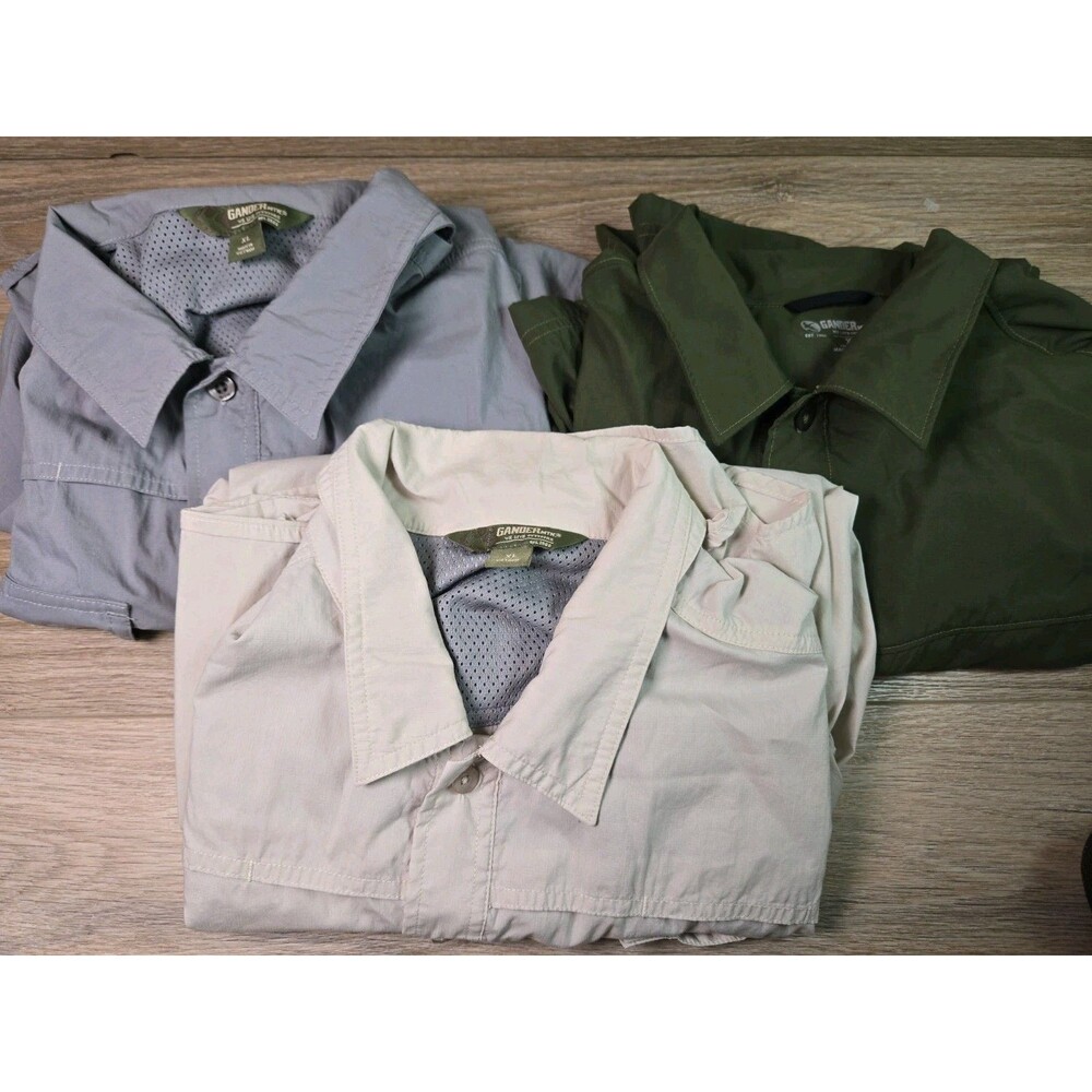 Lot Of 3 Gander Mountain Shirts Nylon Men's XL Gray, Blue, Green  Hiking Fishing